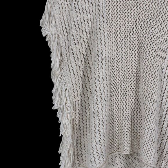 Mossimo SZ XL Cropped Crochet Knit Cover Up, Outer Layer w/Fringed Sides, Beachy - Picture 4 of 8